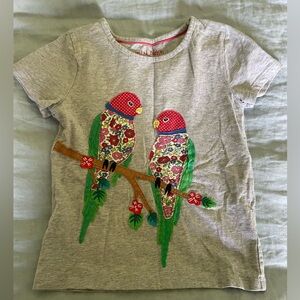 Mini Boden Gray and Red Parrot Short Sleeve Tee